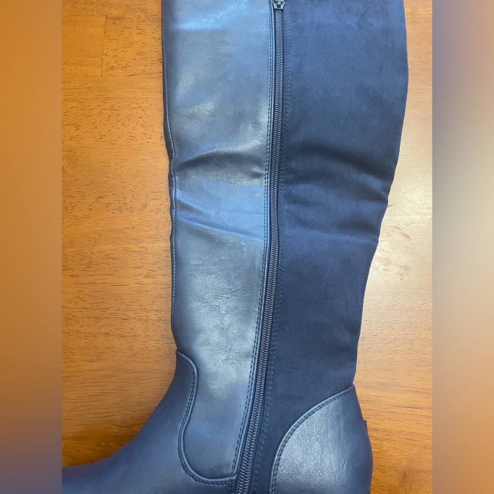 NEW FAUZ LEATHER FLAT BOOTS WITH ZIPPERED DETAILS - Picture 12 of 13